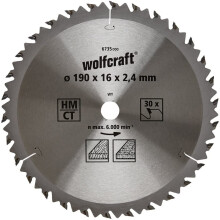 Wolfcraft 6735000 190 x 16 x 2.4mm CT Circular Saw Blade with 30 Teeth - Brown Series