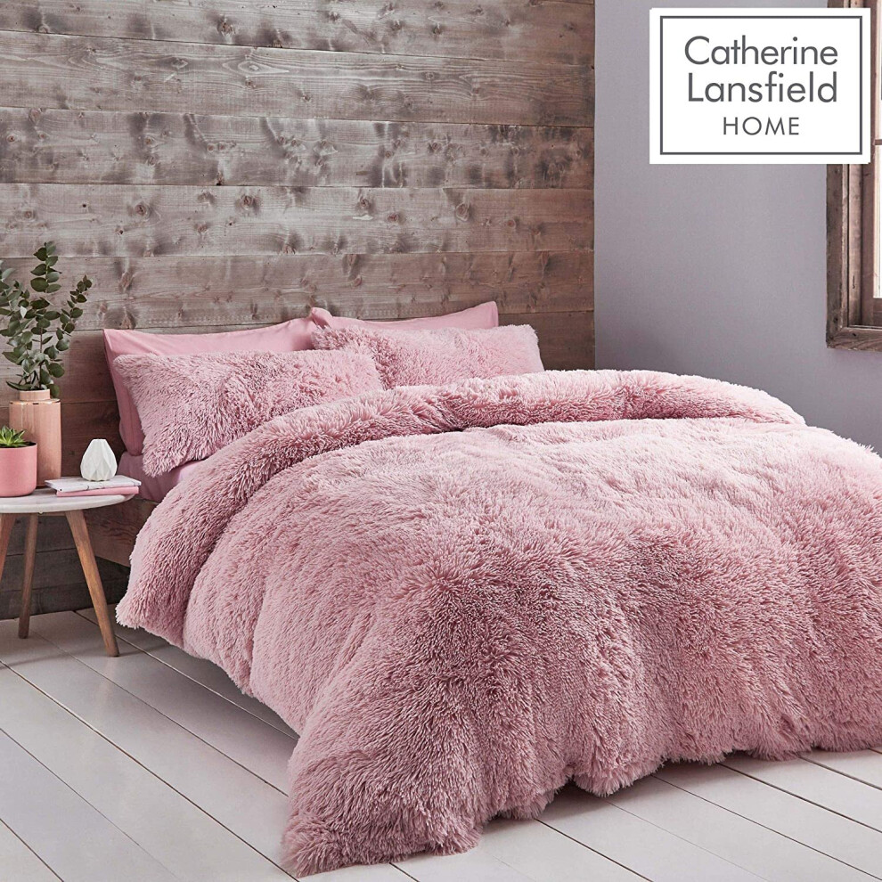 Catherine Lansfield Cuddly Single Duvet Set Blush