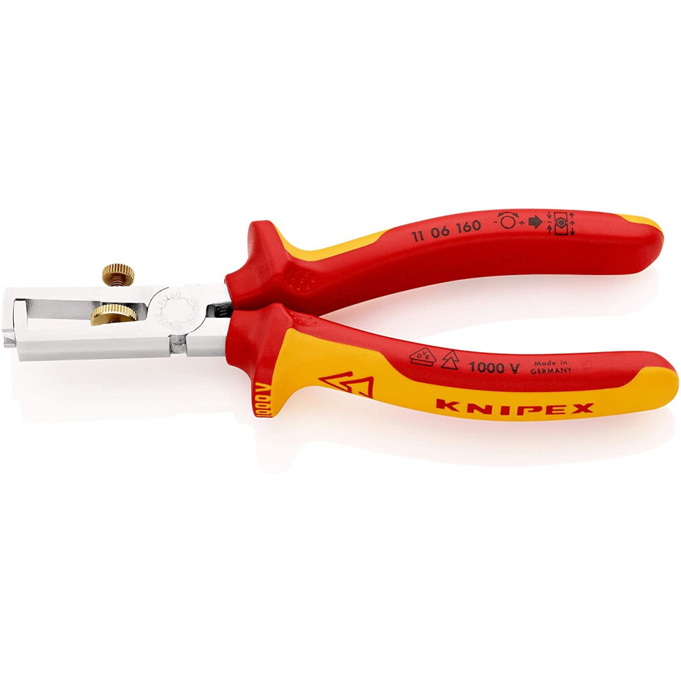KNIPEX 11 06 160 Insulation Stripper chrome plated insulated with multi-component grips, VDE-tested 160 mm
