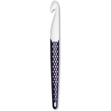 Prym 218494 Ergonomics Wool Crochet Hook ,White, Dark Violet, 18.5cm 15.00mm