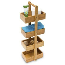 Relaxdays Bamboo Standing Shelf (75 x 25 x 18 cm) 4 Shelves, Bathroom Shelf Unit with 4 Basket Shelves Shower Caddy