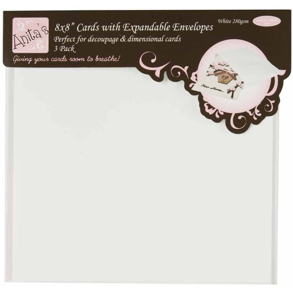 Anitas 8 x 8-inch 280 GSM Cards and Expandable Envelopes, Pack of 3, Multi-Colour