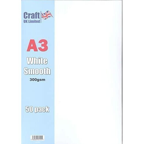 Craft UK 2010 A3 300gsm Glatter Karton - Weiß (Packung mit 50 Blättern)