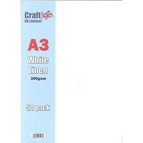 Craft UK 2013 A3 300gsm Leinen Karton - Weiß (Packung mit 50 Blättern)