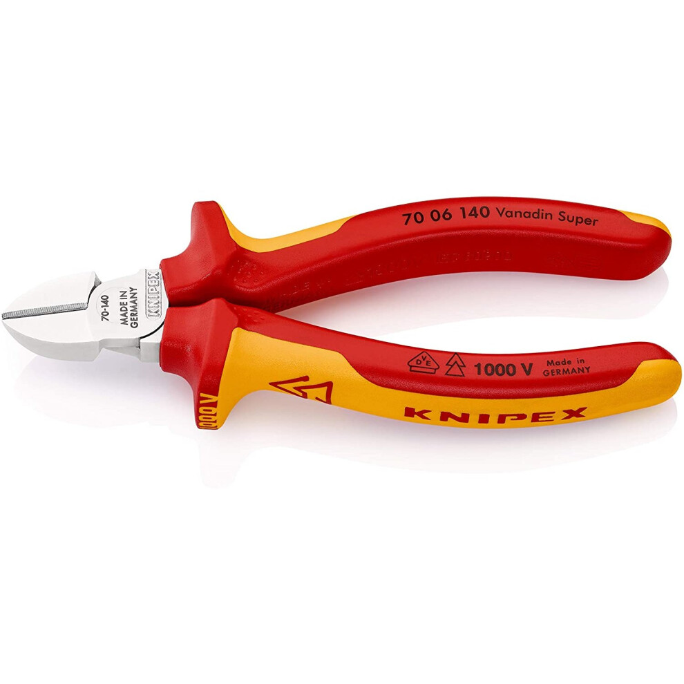 KNIPEX 70 06 140 Diagonal Cutter chrome plated insulated with multi-component grips, VDE-tested 140 mm