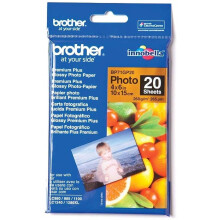 Brother BP71GP20 Photo Paper, 6 Inch x 4 Inch, Premium Plus Glossy, 15 cm (W) x 10 cm (L), 20 Sheets, Brother Genuine Supplies