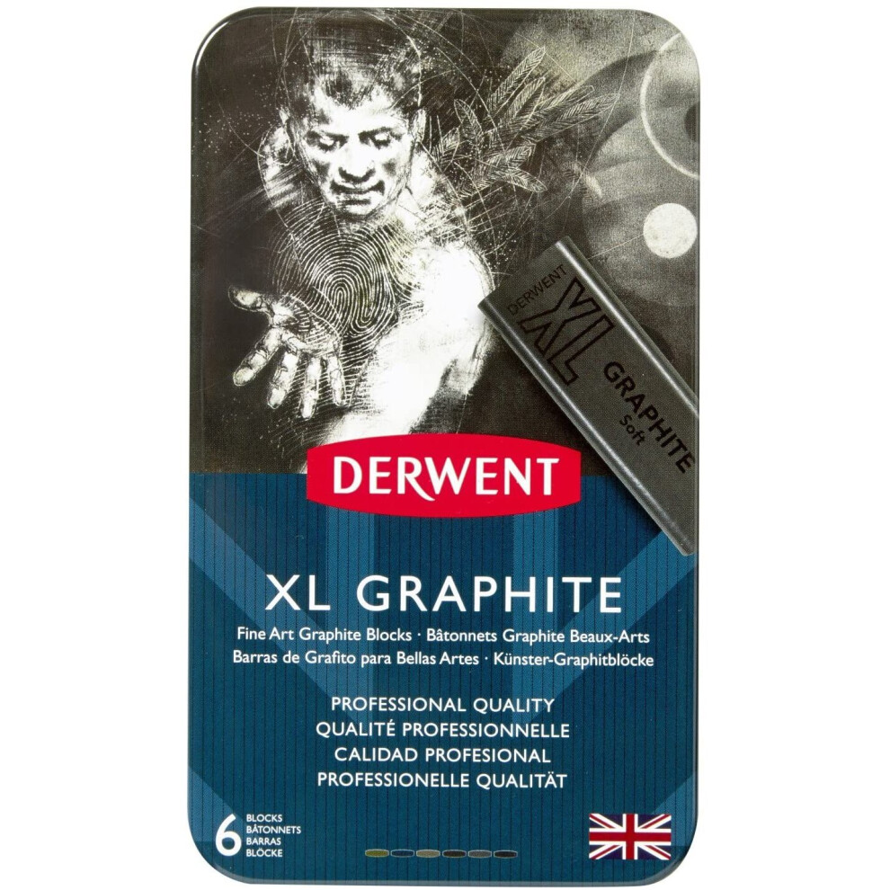 Derwent XL Tinted Graphite Drawing Blocks, Set of 6, Professional Quality, 2302010 - Multi-Colour