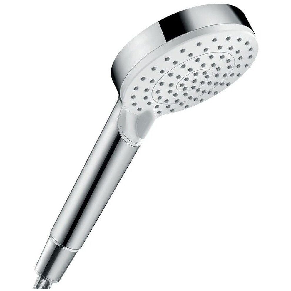 hansgrohe Crometta 100 Vario water saving hand shower, 2 spray modes, 9 l/min, white/chrome