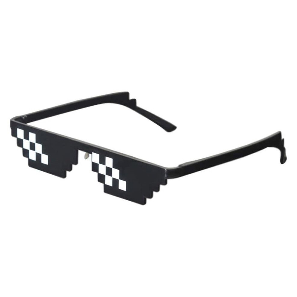Best-Bag Cool Thug Life Glasses Black 8 Bit Pixel Funny Sunglasses Amusement Unisex Eyeglasses Photo Props Sunglasses Toy (S)