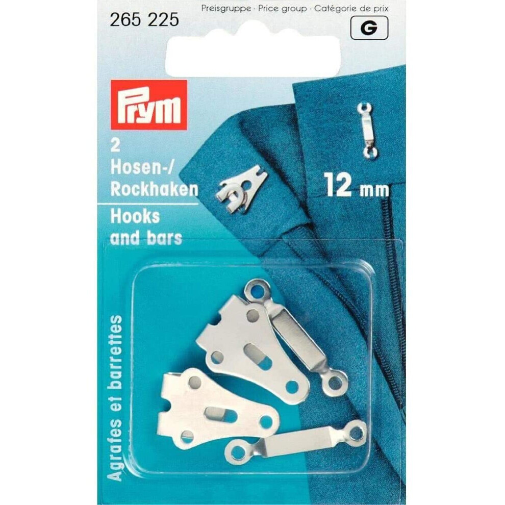 Prym Trouser And Skirt Hooks/Bars Col 12 Mm Silver