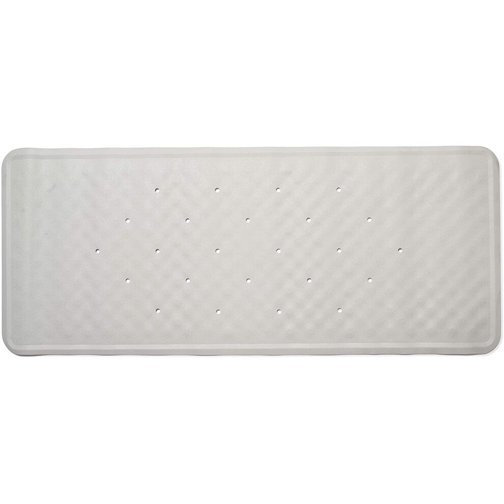 Croydex Hygiene 'N' Clean Anti-Bacterial Slip-Resistant Large Natural Rubber Suction Long Bath Mat, 37 x 90 cm, White