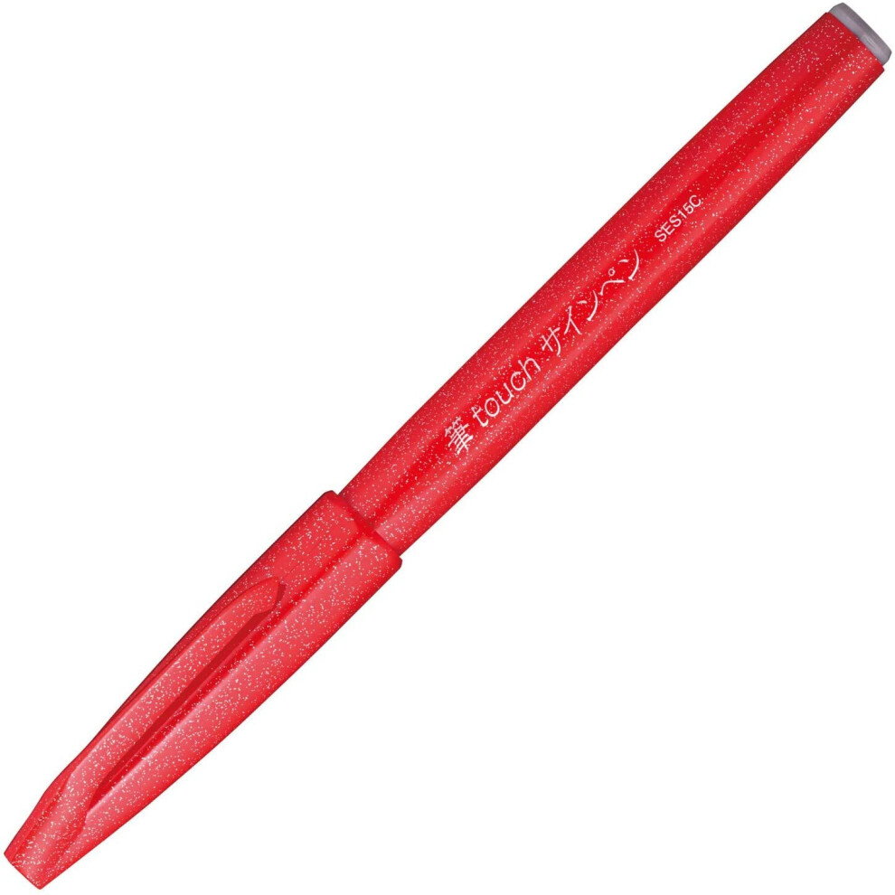 Pentel Ses15c-B Felt-Tip Pen With Flexible Brush-Like Tip Red