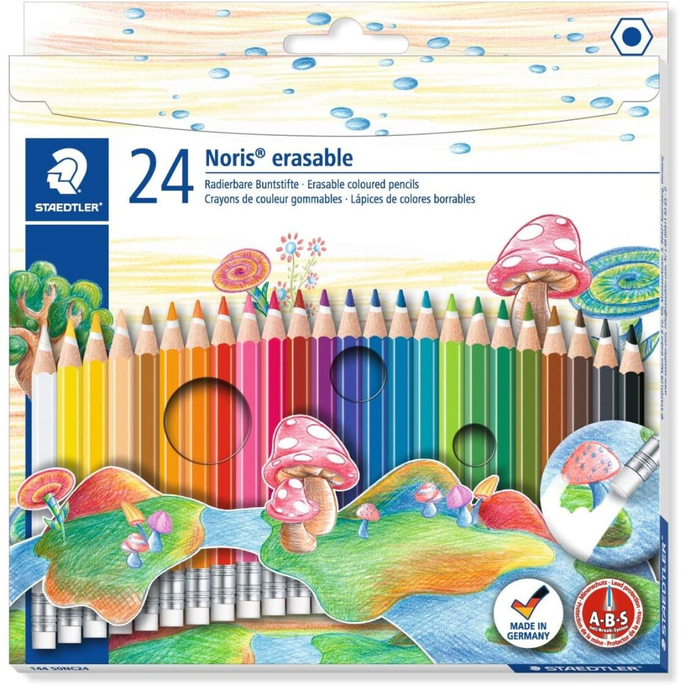 Staedtler 144 50NC24 Noris Club Erasable Colouring Pencils - Assorted Colours, Pack Of 24