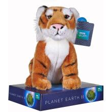 BBC Planet Earth II Tiger Soft Toy wth Display stand 25 cm