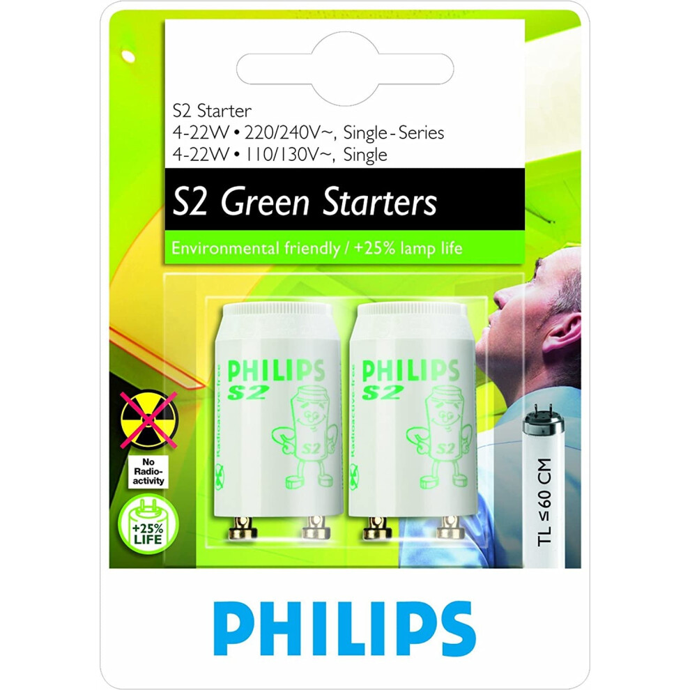 Philips S2 4-22W Starter - Lighting Accessories (Lighting Starter, Plastic, Fluorescent Lamps With Electromagnetic Gear, 4 W, 22 W) White