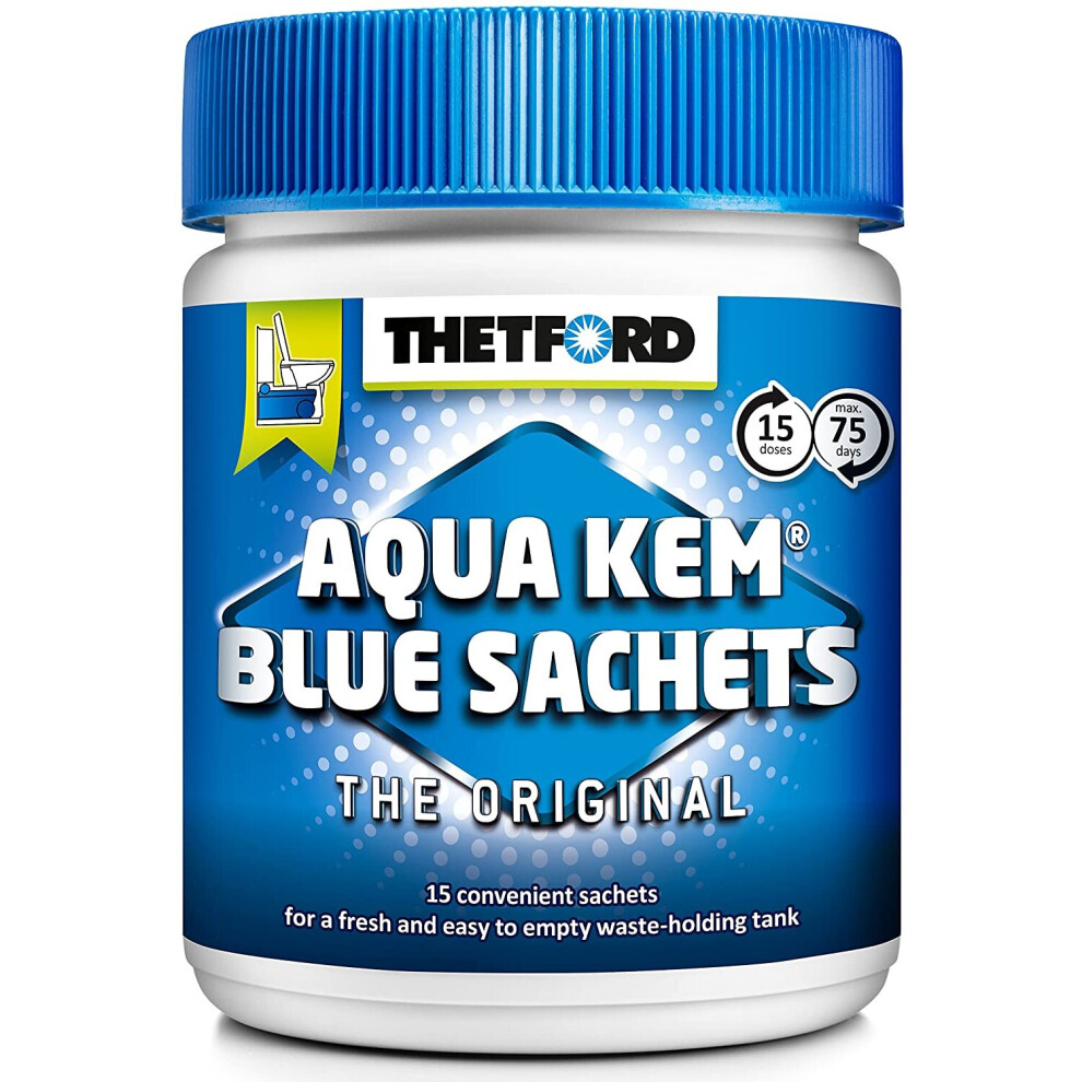 Thetford 30262AJ Aqua Kem Blue Toilet Sachets, Blue, 450 g (15 x 30 g)