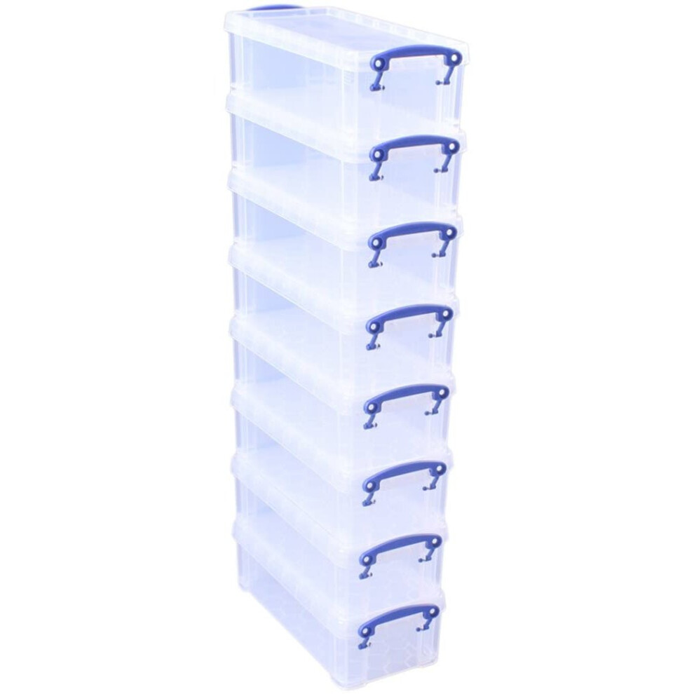 Really Useful Storage Box 0.9 Litre Clear (Pack of 8)