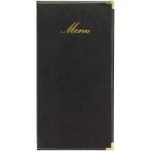 Securit MC-CR45-BL Classic Leather Style Long 1 Double Insert Included in Each menu Holder, which displays 4X A45, Nero