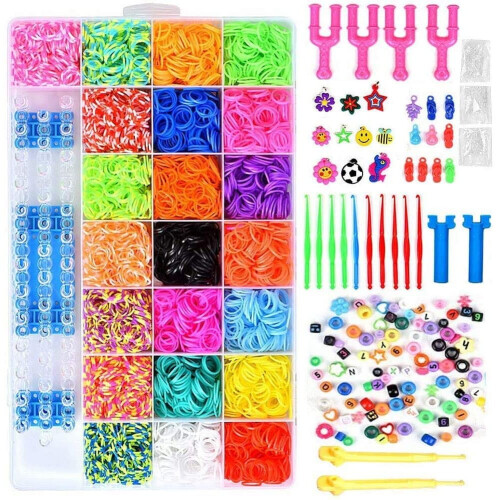 ONECK 6800 Loom Bands Kit, Rubber Rainbow Bracelet Making Set, Kids Art ...