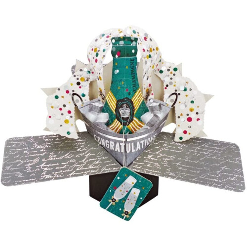Second Nature Pop Up Card with 'Congratulations' & Champagne Bottle