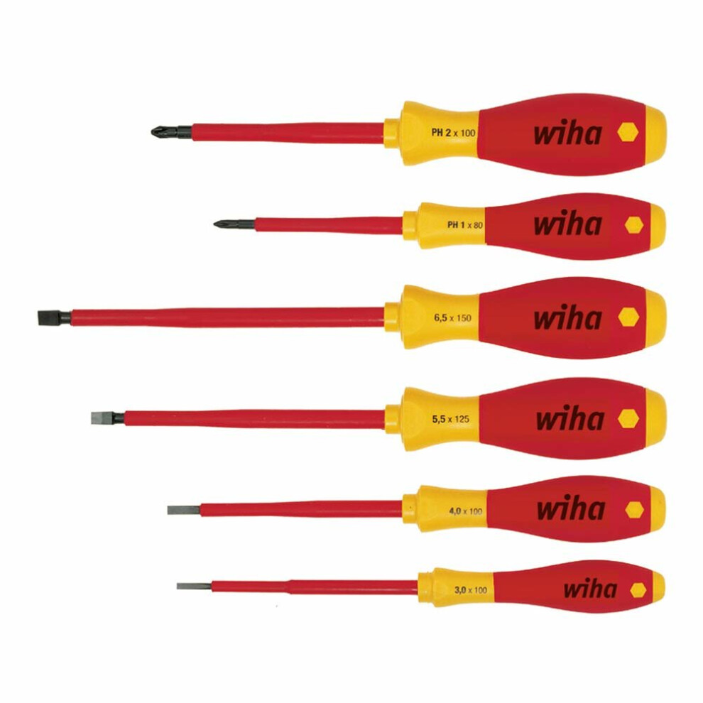 Wiha 00833 Series 320N Soft Finish Electric Screwdriver Set, Slotted, 6 Pieces