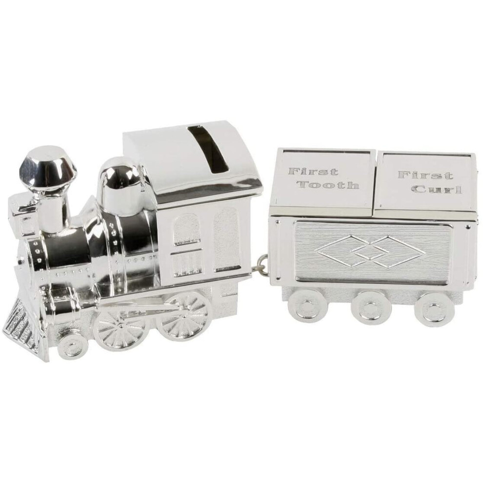 Bambino Silver Plated Train Money Box - First Tooth/First Curl Carriage - CG404