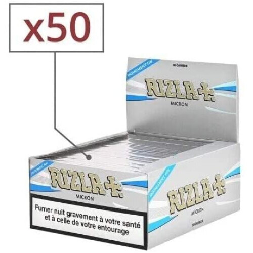 Rizla Micron King Size Slim Rolling Papers - Micron Thin, 50 Booklets in 1 Box