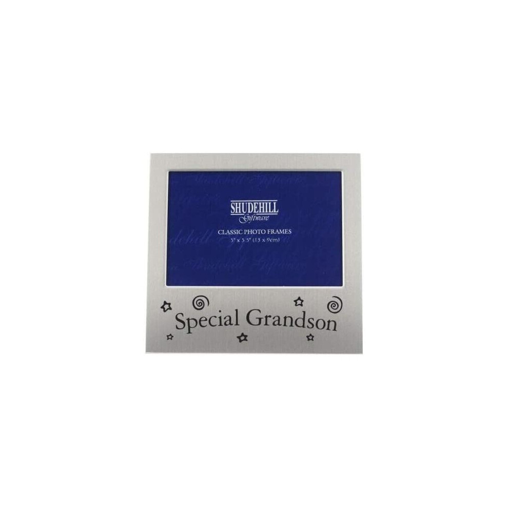 Shudehill Giftware Shudehill 5' X 3' Special Grandson Photo Frame Occasion Present 73480, Size 5' X 3.5' Silver