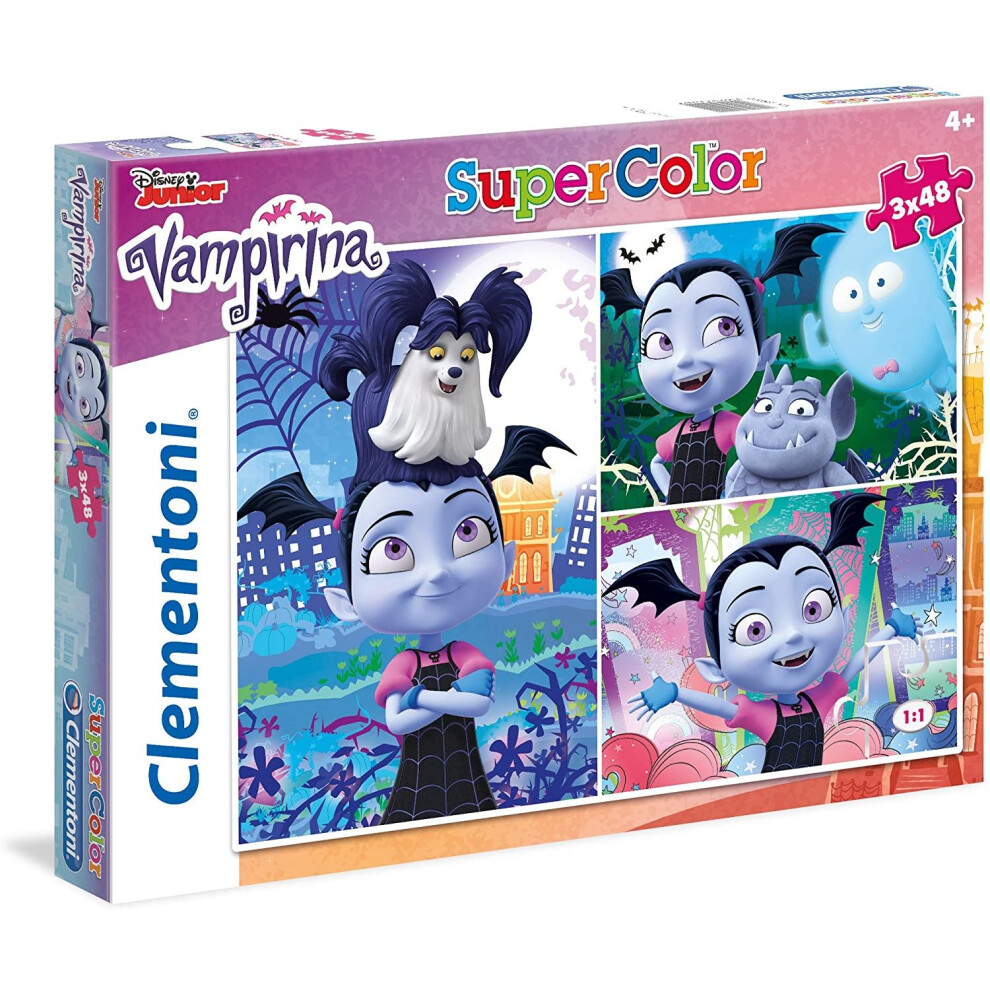 Clementoni 25229 25229-SuperColor Puzzle Vampirina-3 x 48 Pieces, Multicolored