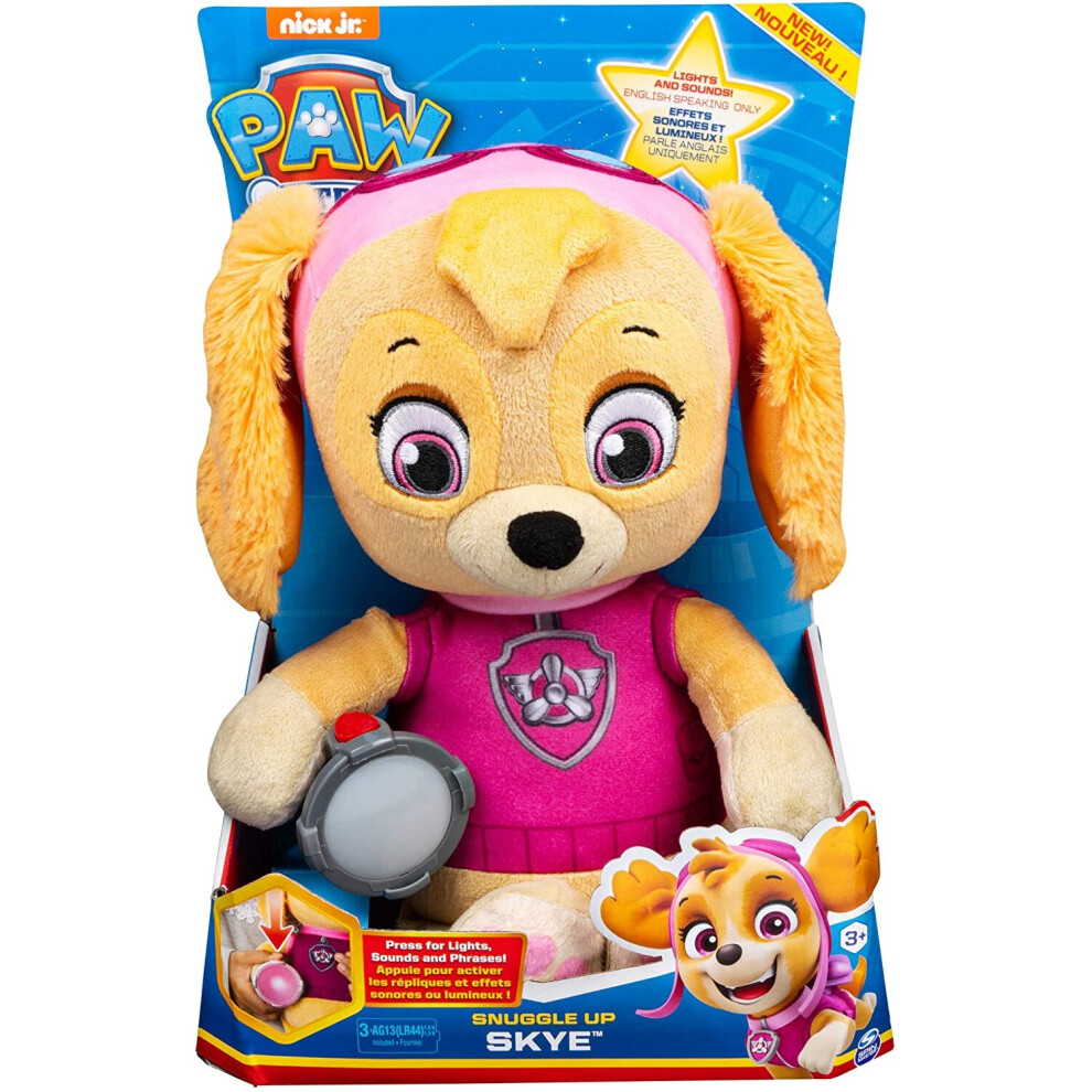 Paw Patrol 6054736 Snuggle Up Skye Plush with Torch and Sounds, for Kids Aged 3 Years and Over, Multicolour