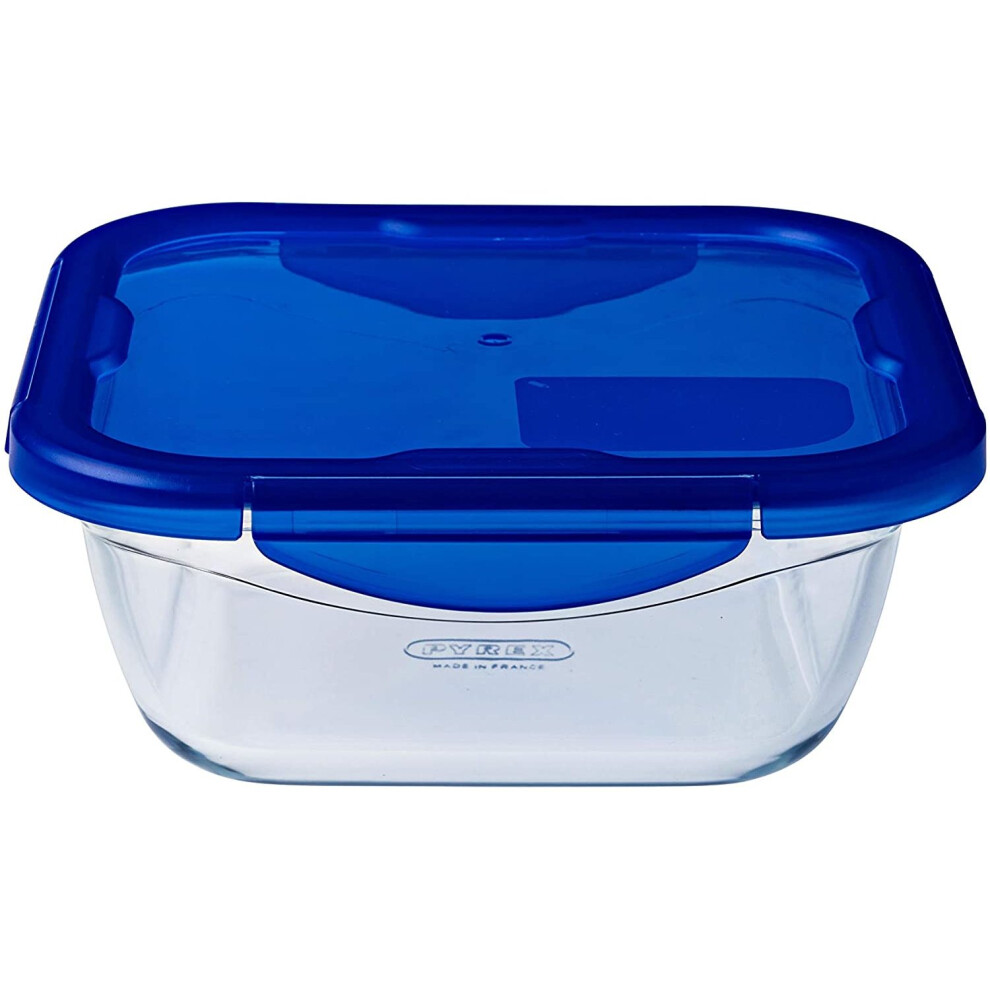 Pyrex Food Storage Container, Blue, 21 x 21 x 8 cm