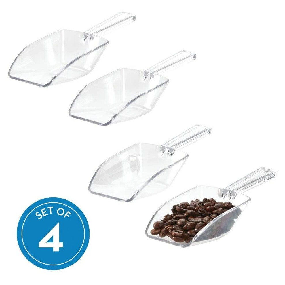 iDesign Measuring Scoop Set, Large Measuring Spoons Made of Durable Plastic, Set of 4 Sweet Scoops for Kitchen, Pantry and Utility Room, Clear