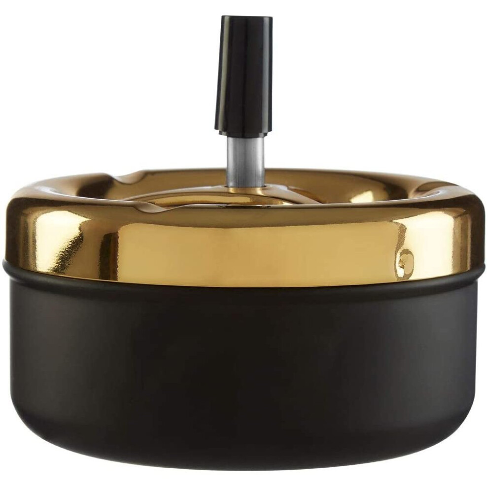 Premier Housewares Spinning Ashtray, Matte Finish, Medium Black/Gold