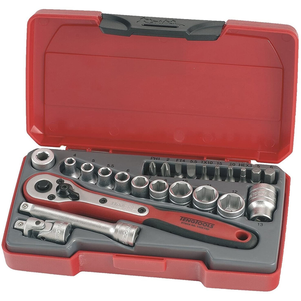 Teng T1424 1/4-inch Socket Set Metric Drive (24 Pieces)