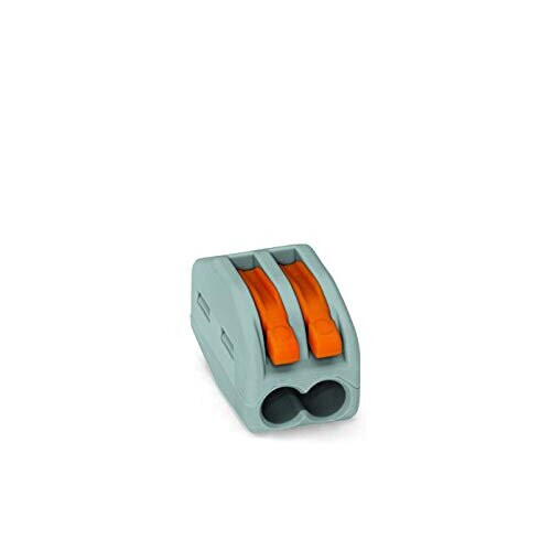 WAGO 222-412 2 Pole Lever Cable Connector, 0.08-2.5mm, Grey/Orange,50 pieces