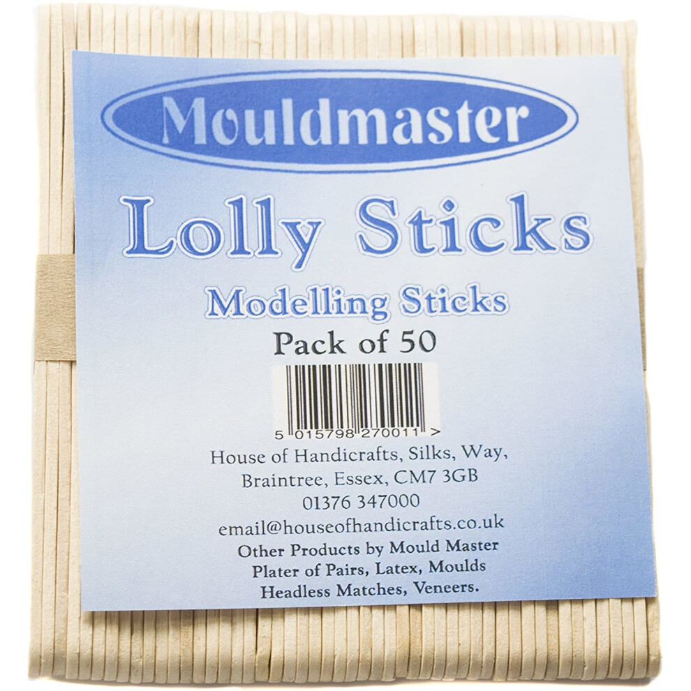 Mould Master Lolly Sticks Pack of 50, Wood, Brown, 25 x 22 x 1 cm
