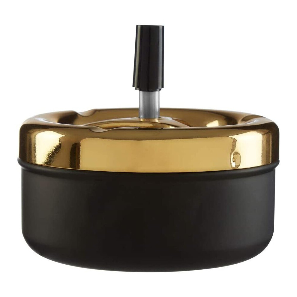 Premier Housewares Spinning Ashtray, Matte Finish, Small Black/Gold