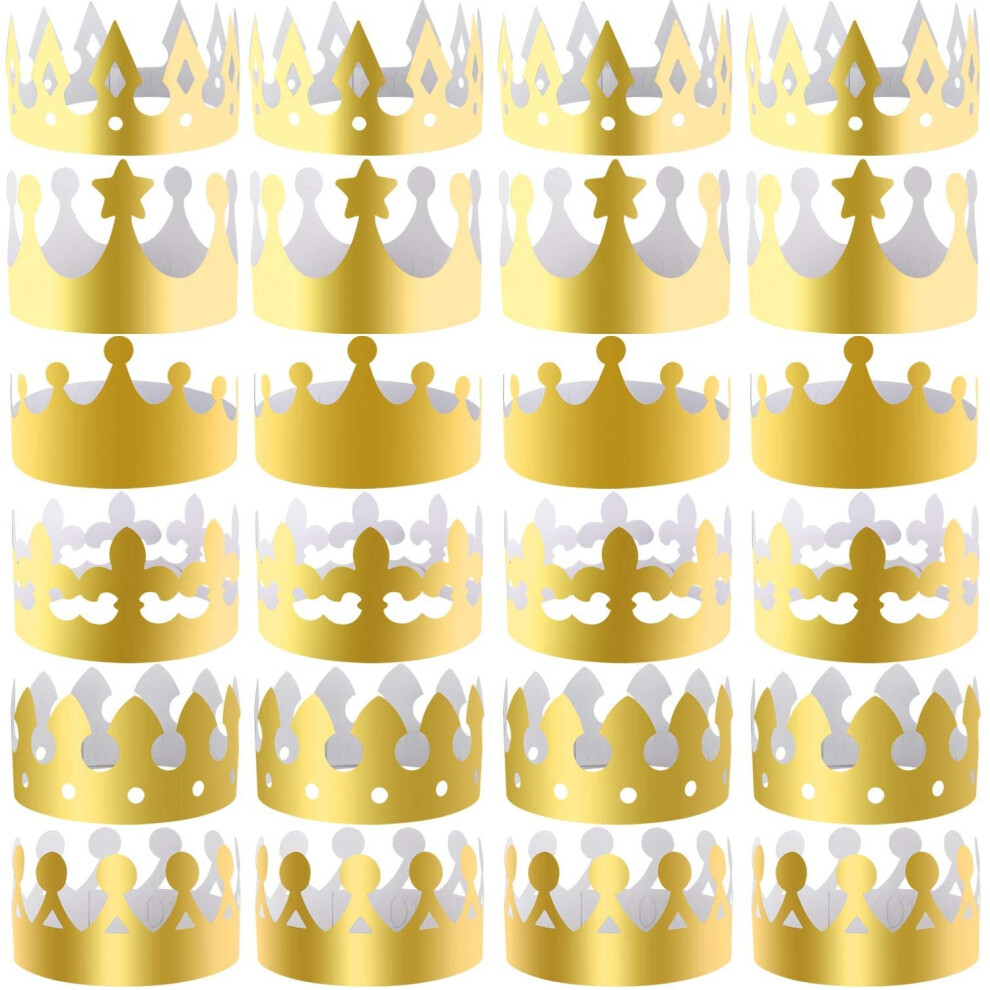 SIQUK 30 Pieces Paper Crowns Gold Party Crown Paper King Hats for Party and Birthday Celebration