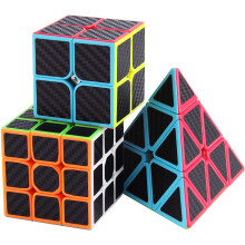 ROXENDA Speed Cube Set, Magic Cube Set of 2x2x2 3x3x3 Pyramid Carbon Fiber Puzzle Cube (2x2 3x3 Pyramid)