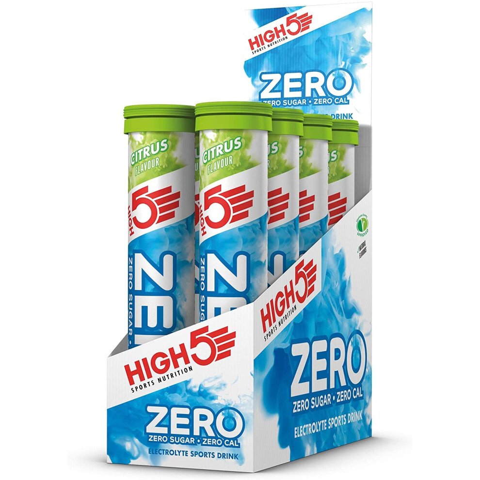 High5 Zero Citrus Electrolyte Drink Tablets - Sugar Free, Zero Calories, 8 Tubes (160 Tabs) 920 G