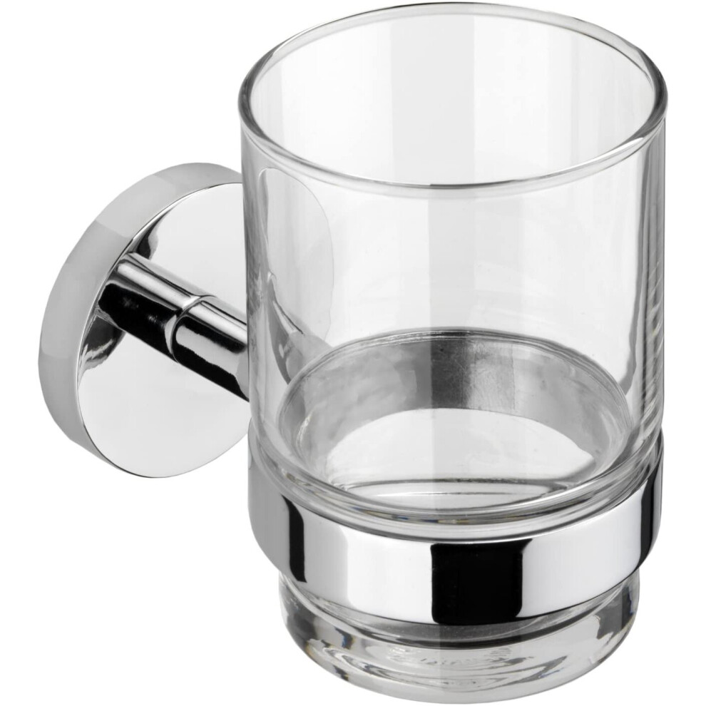 Croydex Flexi-Fix Romsey Tumbler and Holder with Zinc Alloy Construction, Chrome