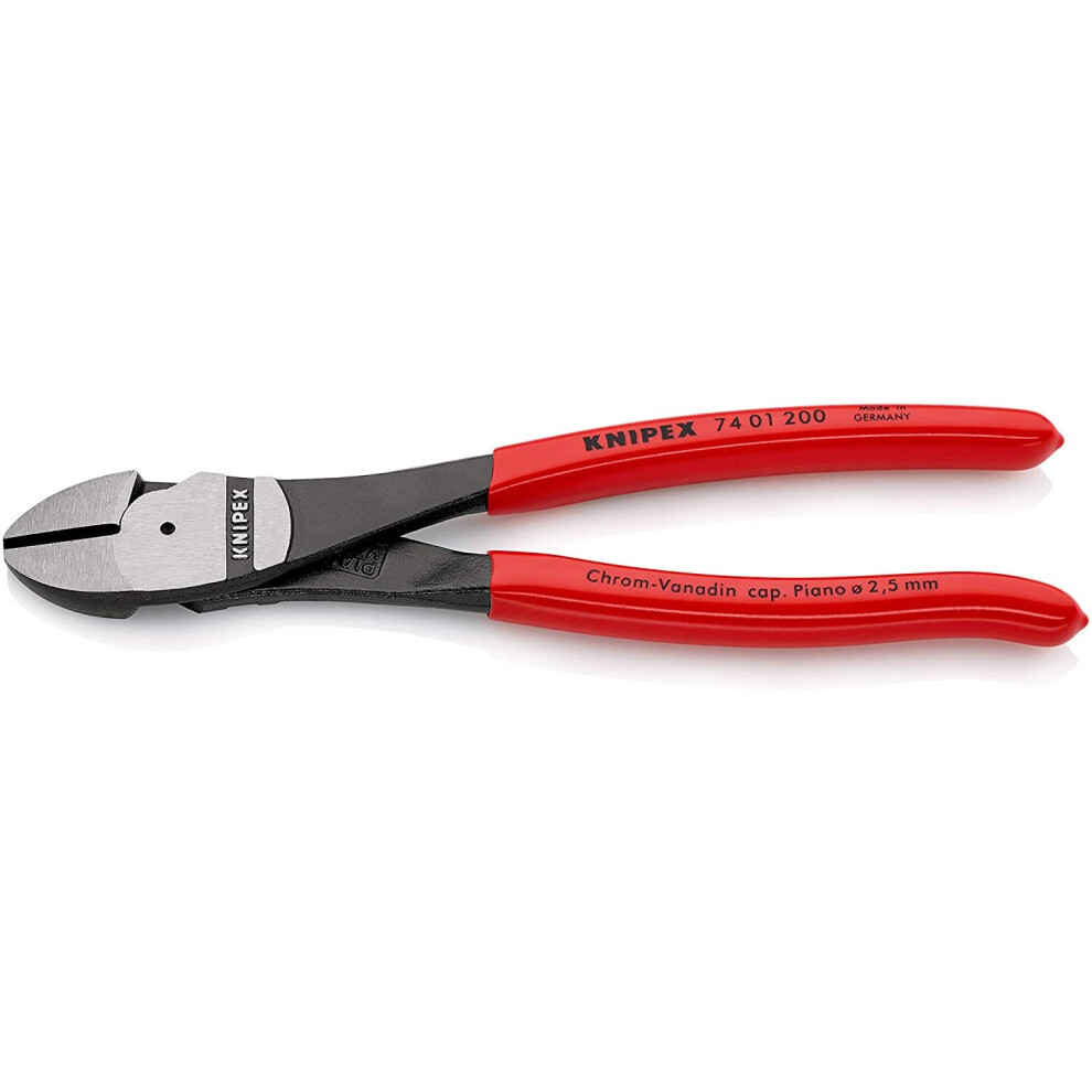 KNIPEX 74 01 200 High Leverage Diagonal Cutter black atramentized plastic coated 200 mm