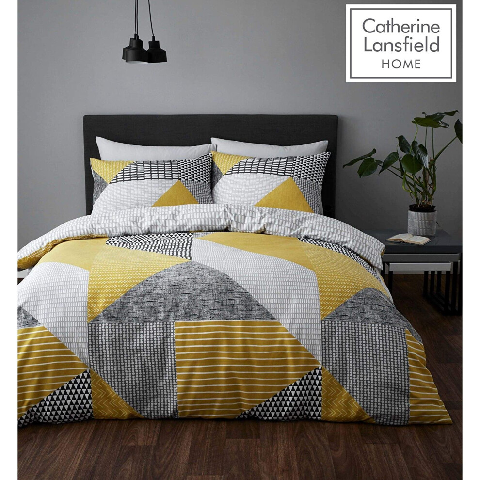 Catherine Lansfield Larsson Geo Easy Care Double Duvet Set Ochre