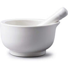 WM Bartleet & Sons 1750 T200 Traditional Porcelain Mortar & Pestle, Herb and Spice Grinder 14cm  White