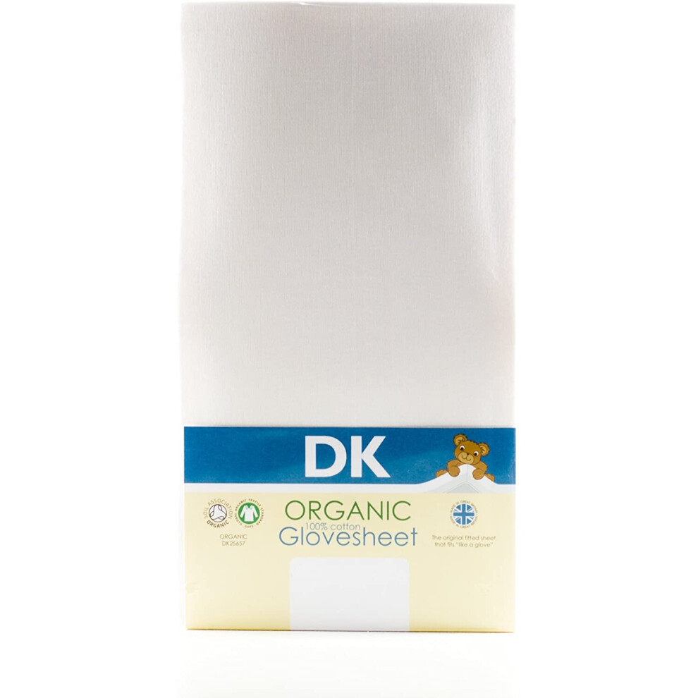 122X69cm 100% Organic Cotton Fitted Sheet For Stokke Sleepi (White) White Dk Glovesheets