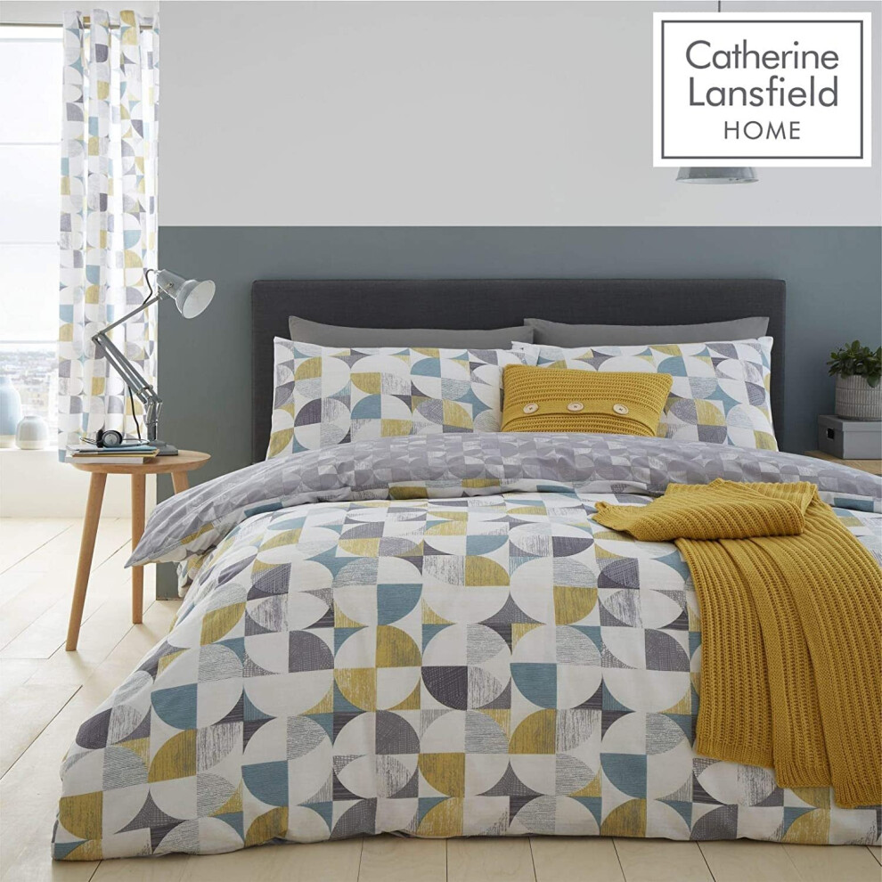 Catherine Lansfield Retro Circles Easy Care Double Duvet Set Multi