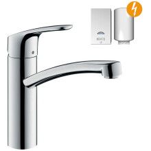hansgrohe Focus kitchen tap 160 mm high 360° swivel spout, for vented hot water cylinders, chrome 31804000