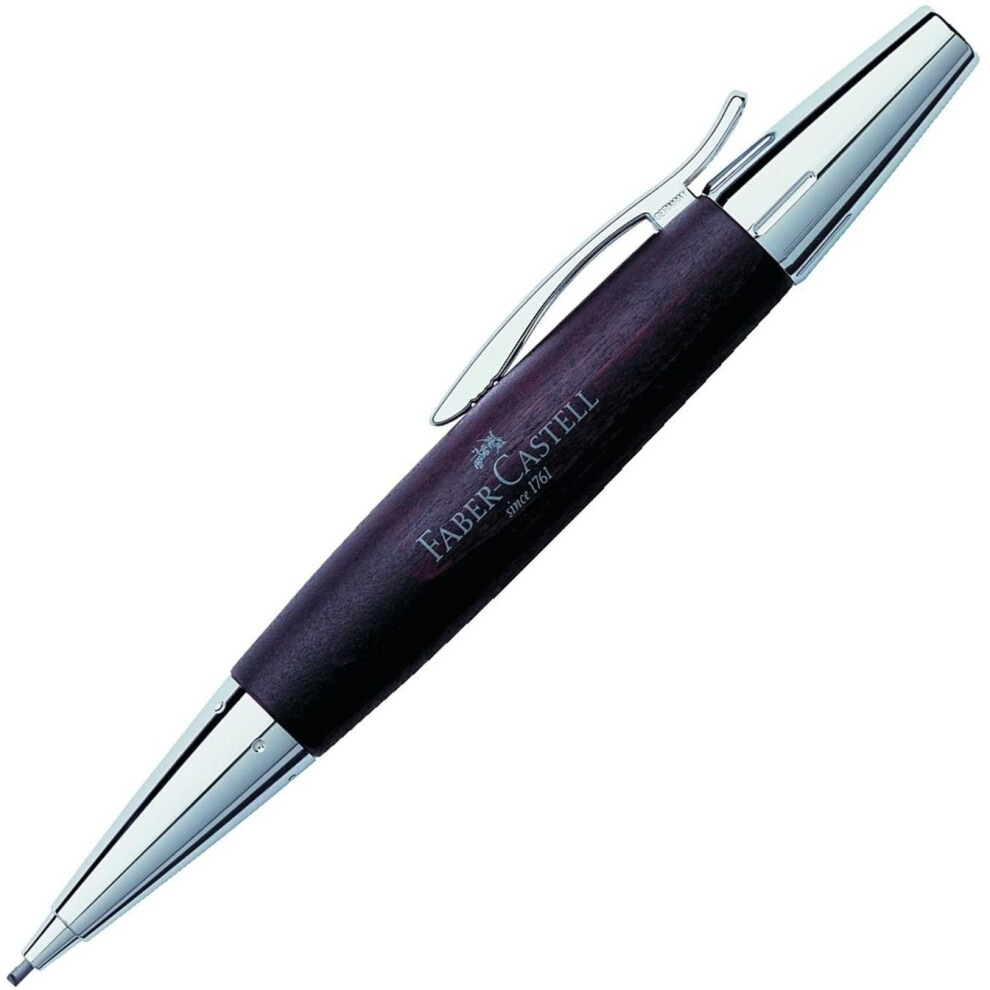 Faber-Castell E-Motion Pearwood and Chrome Twist Pencil - Dark Brown