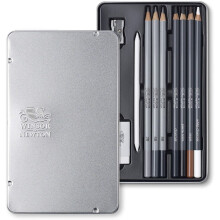 Winsor & Newton Precision Pencils Graphic Sketching Pencils Assorted in Metal Box 10 - teiliges Skizzenstifte Set Skizzierstifte Set