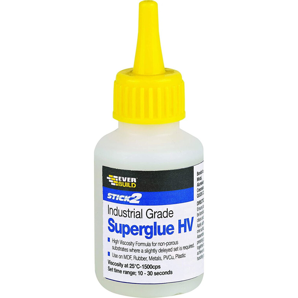 Everbuild HV50 Stick2 Industrial Grade High Viscosity Superglue, Clear, 50 g